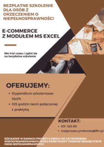 Plakat informacyjny szkolenia "E-commerce z modułem MS Excel"
