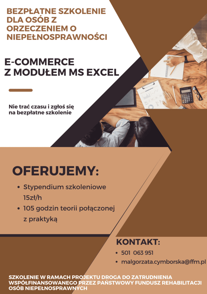 Plakat informacyjny szkolenia "E-commerce z modułem MS Excel"
