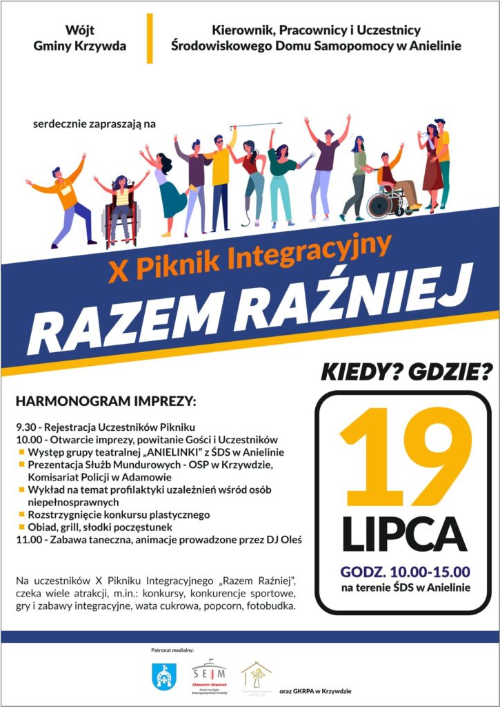 Plakat X Pikniku Integracyjnego "Razem Raźniej" w Anielinie