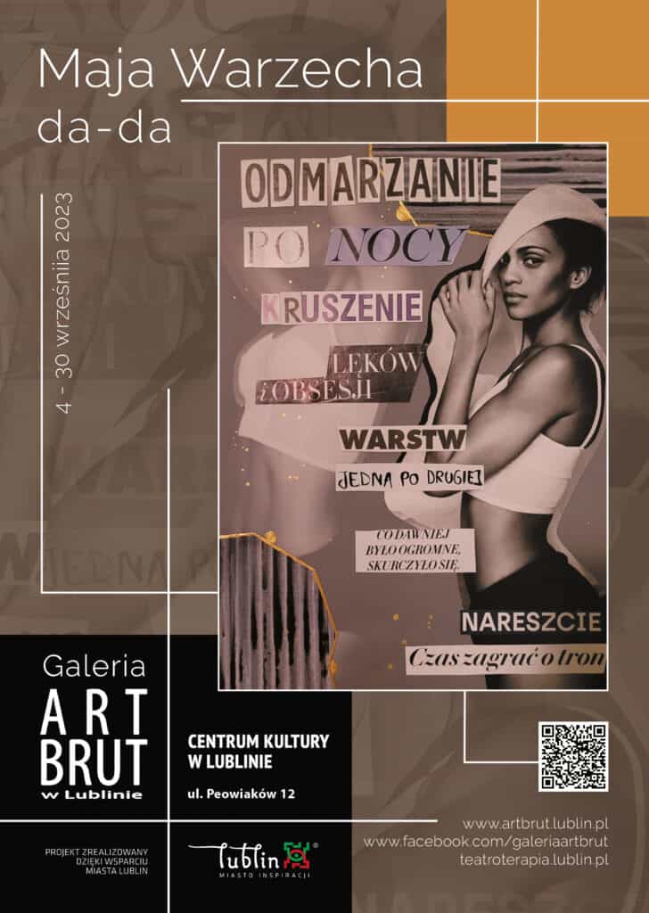 Przód ulotki promującej wystawę Mai Warzechy w galerii Art Brut