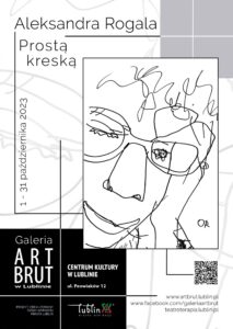 Przód ulotki promującej wystawę Aleksandry Rogali w galerii Art Brut