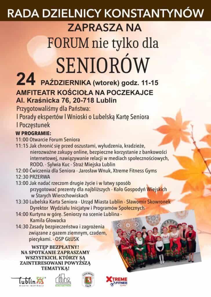 Plakat z programem wydarzenia "Forum nie tylko dla Seniorów"