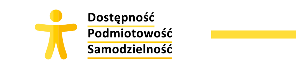 Logotyp z napisem Dostępność Podmiatowość Samodzielność