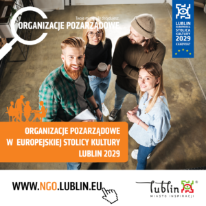 Plakat promujący wydarzenie Organizacje pozarządowe w Europejskiej Stolicy Kultury Lublin 2029