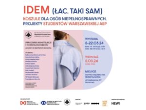 Plakat promujący wydarzenie. Zawiera informacje o wydarzeniu, organizatorach i sponsorach. Na zdjęciu widoczna jest osoba w jasnoniebieskiej koszuli, choć nie widać jej głowy.