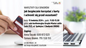 Plakat promujący szkolenie: Jak bezpiecznie korzystać z karty bankowej?