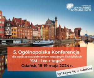 Plakat promujący konferencję, dotyczącą Stwardnienia Rozsianego, odbywającej się w Gdańsku.