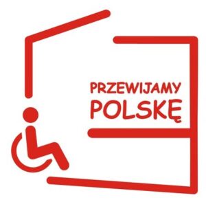 Logo czerwone na białym tle: Przewijamy POLSKĘ