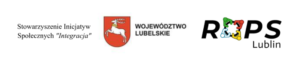 Logotypy organizacji i instytucji: Stowarzyszenie Inicjatyw Społecznych Integracja, Województwo Lubelskie, ROPS Lublin