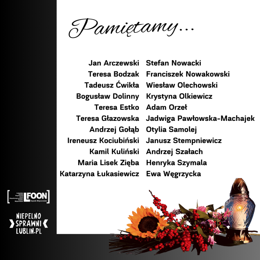 Grafika okolicznościowa z listą zmarłych Przyjaciół LFOON-SW