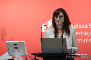 Pani Monika Skalska, przedsiębiorca, pracownik i wykładowca WSPA, pomysłodawczyni Konferencji