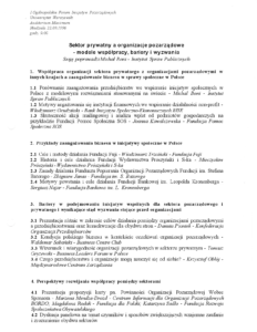 Skan dokumentu; Agenda sesji pt. "Sektor prywatny a organizacje pozarządowe - modele współpracy, bariery i wyzwania"; podczas I Ogólnopolskiego Forum Inicjatyw Pozarządowych w Uniwersytecie Warszawskim 22.09.1996 r.