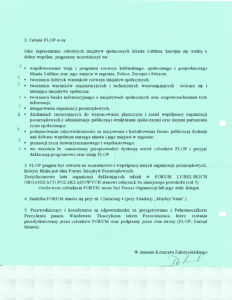 Skan drugiej strony dokumentu pt.;"Protokół ze spotkania Komitetu Organizacyjnego FIP w Lublinie w dniu 17.07.2996"; nadruk czarną czcionką na seledynowym papierze