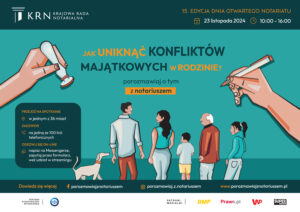 Plakat wydarzenia; źródło: https://krn.org.pl/aktualnosci/15-edycja-dnia-otwartego-notariatu