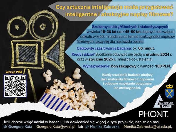 Plakat promujący udział w badaniu