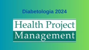 Tekst: Diabetologia 2024 Health Project Management na zielono-niebieskim tle