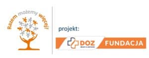 Logo Fundacji DOZ dbam o zdrowie oraz logo projektu Razem możemy więcej