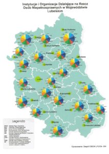 Mapa instytucji i organizacji działających na rzecz osób niepełnosprawnych w powiatach województwa lubelskiego