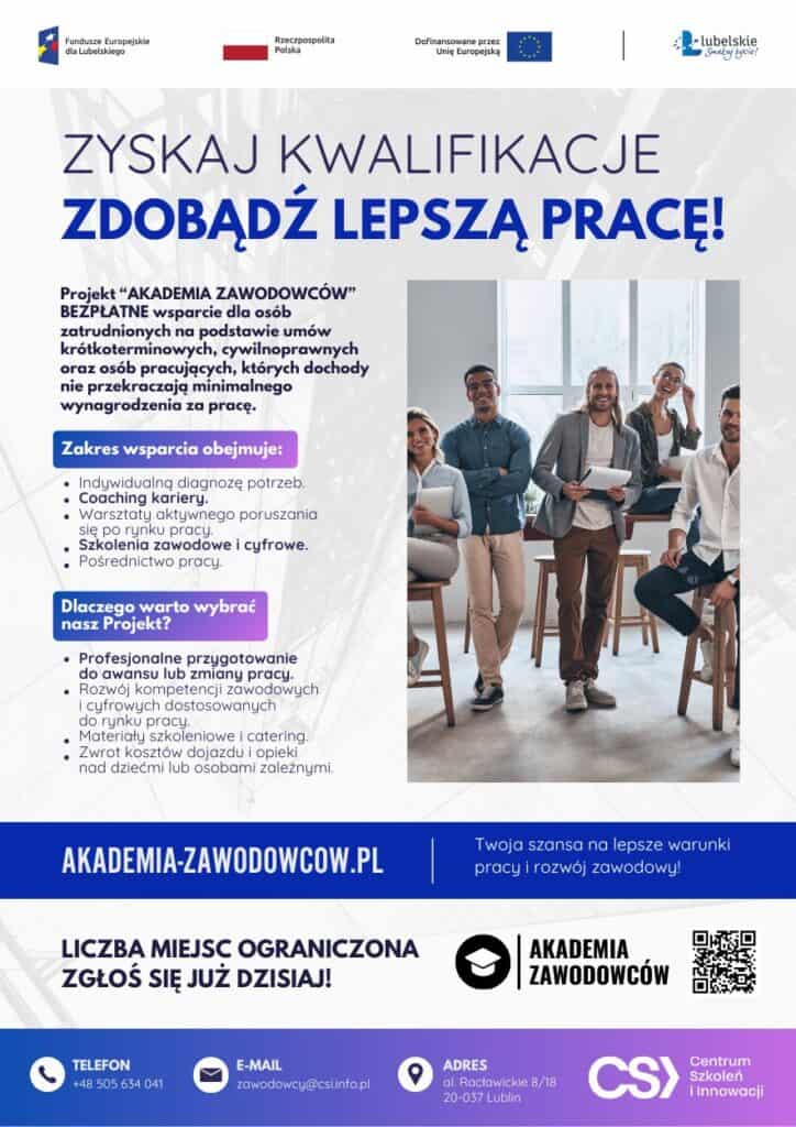 Plakat informacyjny promujący przedsięwzięcie projektu