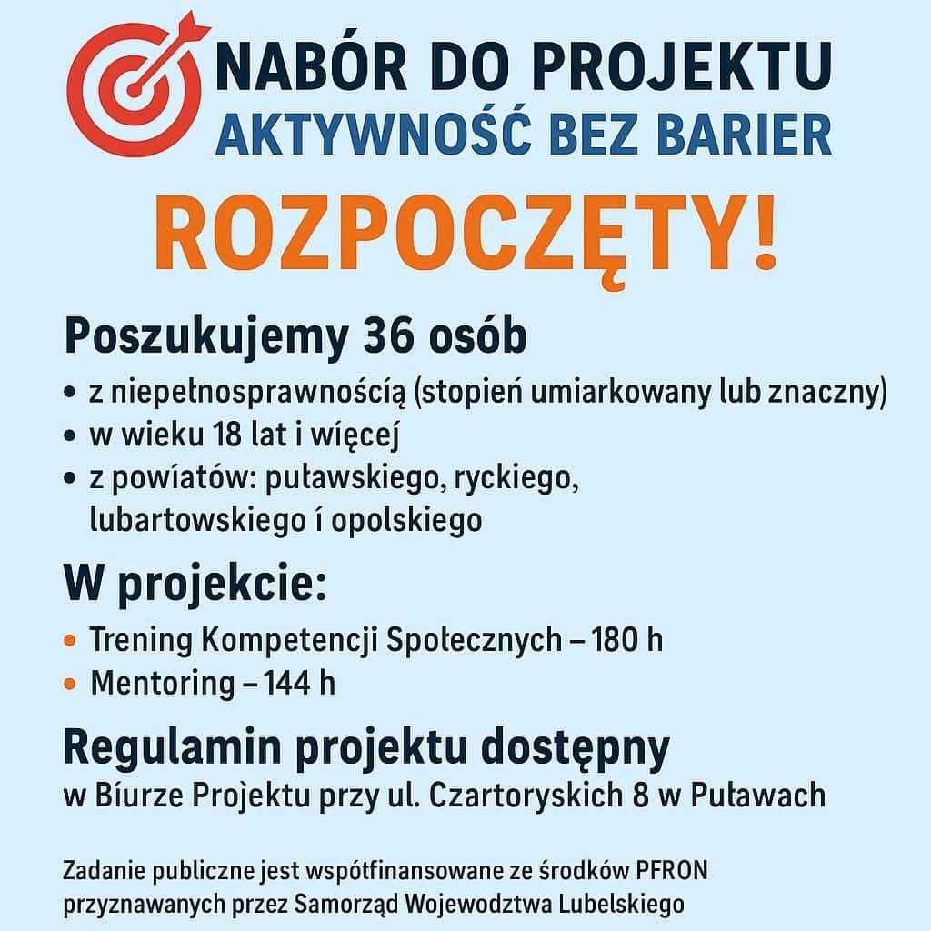 Plakat informacyjny promujący przedsięwzięcie projektu