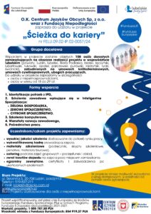 Plakat informacyjny promujący przedsięwzięcie projektu