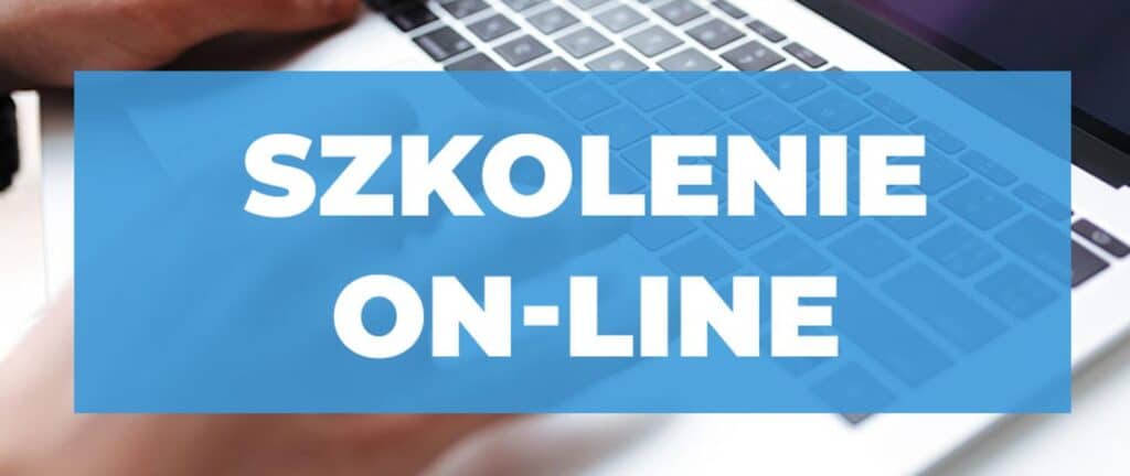 Zdjęcie klawiatury laptopa wraz z napisem szkolenie online