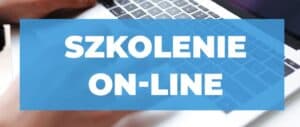 Zdjęcie klawiatury laptopa wraz z napisem szkolenie online