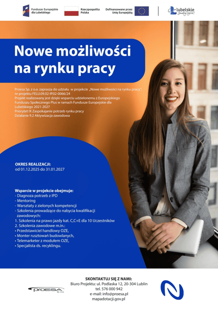 Plakat informacyjny promujący przedsięwzięcie projektu