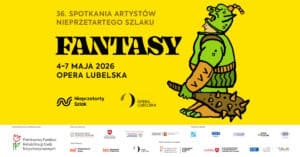 Poziomy baner 36. Spotkań Artystów Nieprzetartego Szlaku "Fantasy" z logotypami organizatorów, patronów medialnych i honorowych