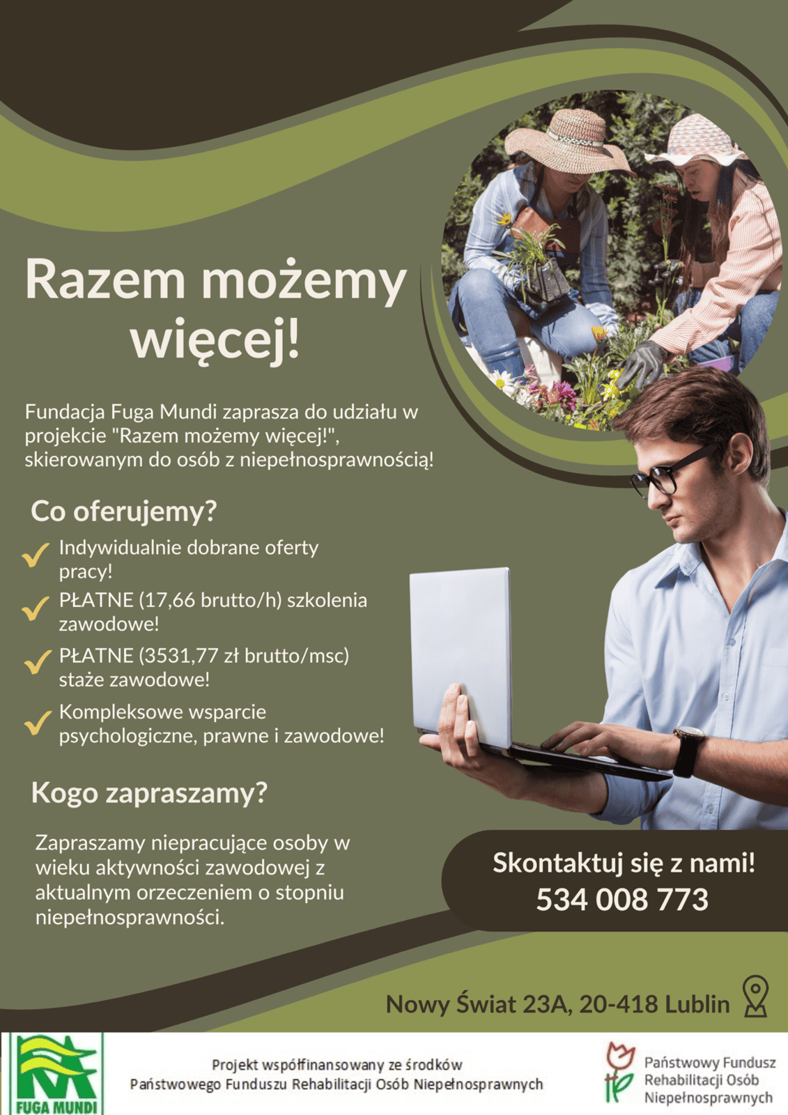 Bezpłatne szkolenia, staże i wsparcie trenera pracy – zaproszenie do udziału w projekcie „Razem możemy więcej!”