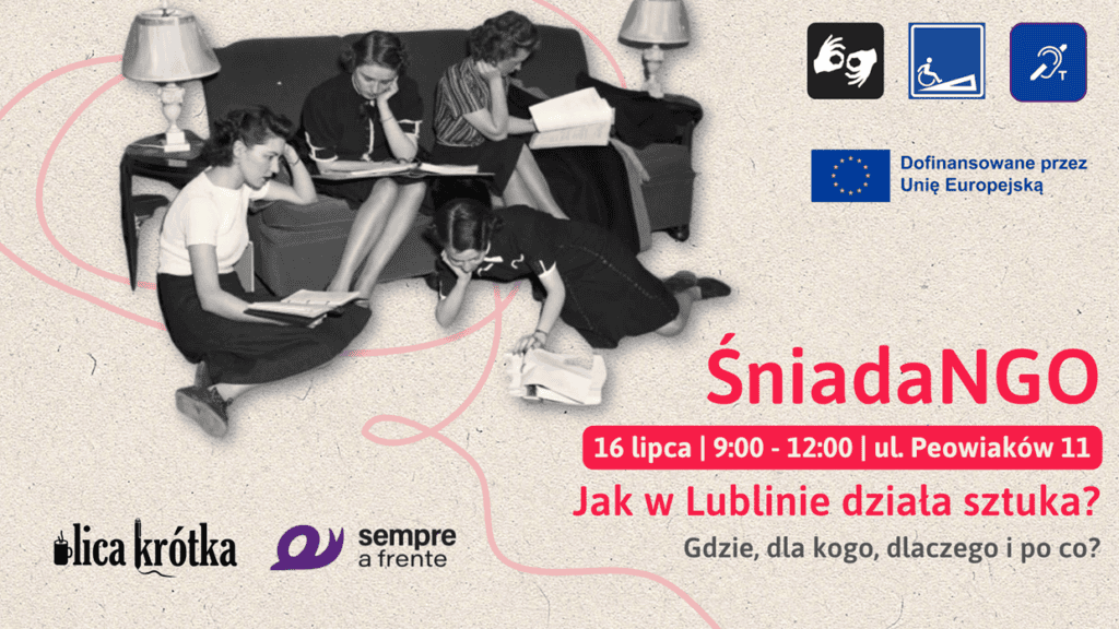 Baner promujący wydarzenie. Grafika zawiera archiwalne zdjęcie czterech czytających kobiet oraz logotypy organizatorów i partnerów.