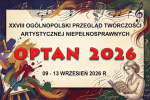 Plakat promujący wydarzenie. Grafika zawiera dekoracyjne motywy związane ze sztuką: nuty muzyczne, mikrofon, przybory malarskie oraz postać czytającą książkę.