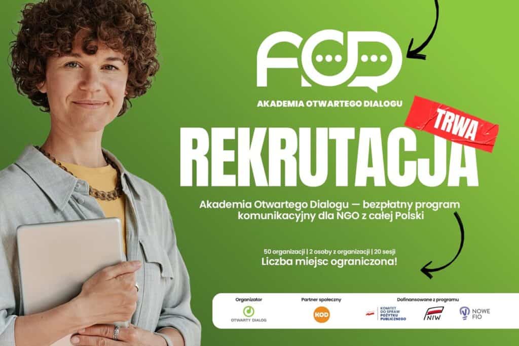 Grafika promująca rekrutację do Akademii Otwartego Dialogu