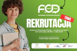 Grafika promująca rekrutację do Akademii Otwartego Dialogu