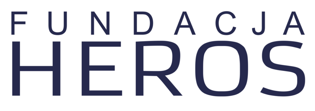 Logo Fundacji Heros w granatowym kolorze na jasnym tle
