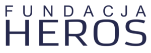 Logo Fundacji Heros w granatowym kolorze na jasnym tle