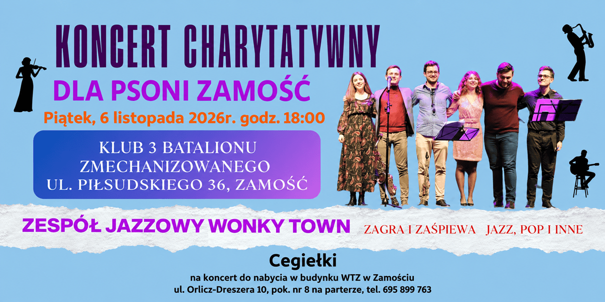 Muzyka, która pomaga – zaproszenie na koncert charytatywny zespołu Wonky Town dla PSONI Koło w Zamościu