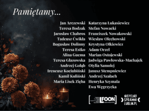 Grafika okolicznościowa z listą zmarłych Przyjaciół LFOON-SW